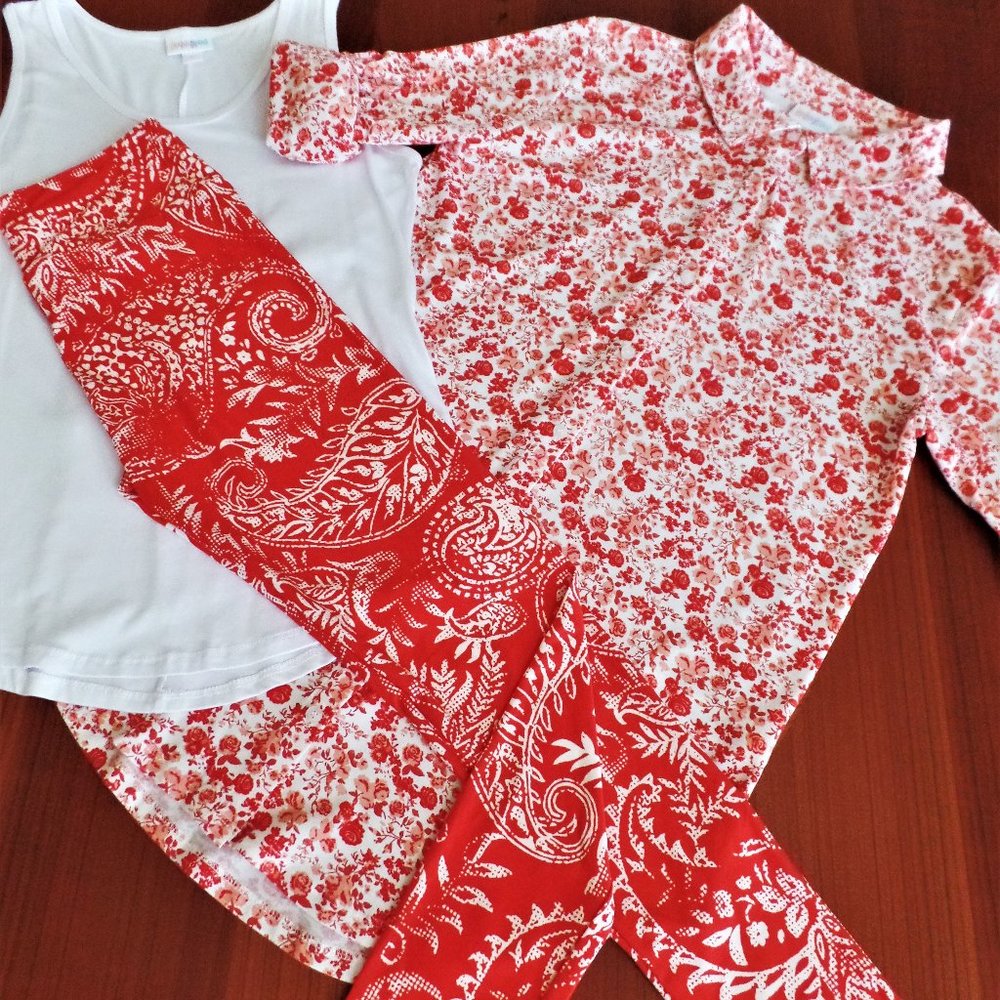 LULAROE!  VALENTINA SHIRT, TANK TOP & OS LEGGINGS